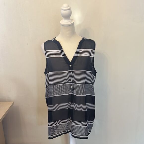 Gap blue white striped sheer sleeveless blouse Size M - Picture 2 of 8